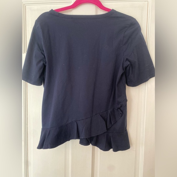 Banana Republic Size Small Navy Blue Women's Top with Ruffle Detail - Picture 2 of 5